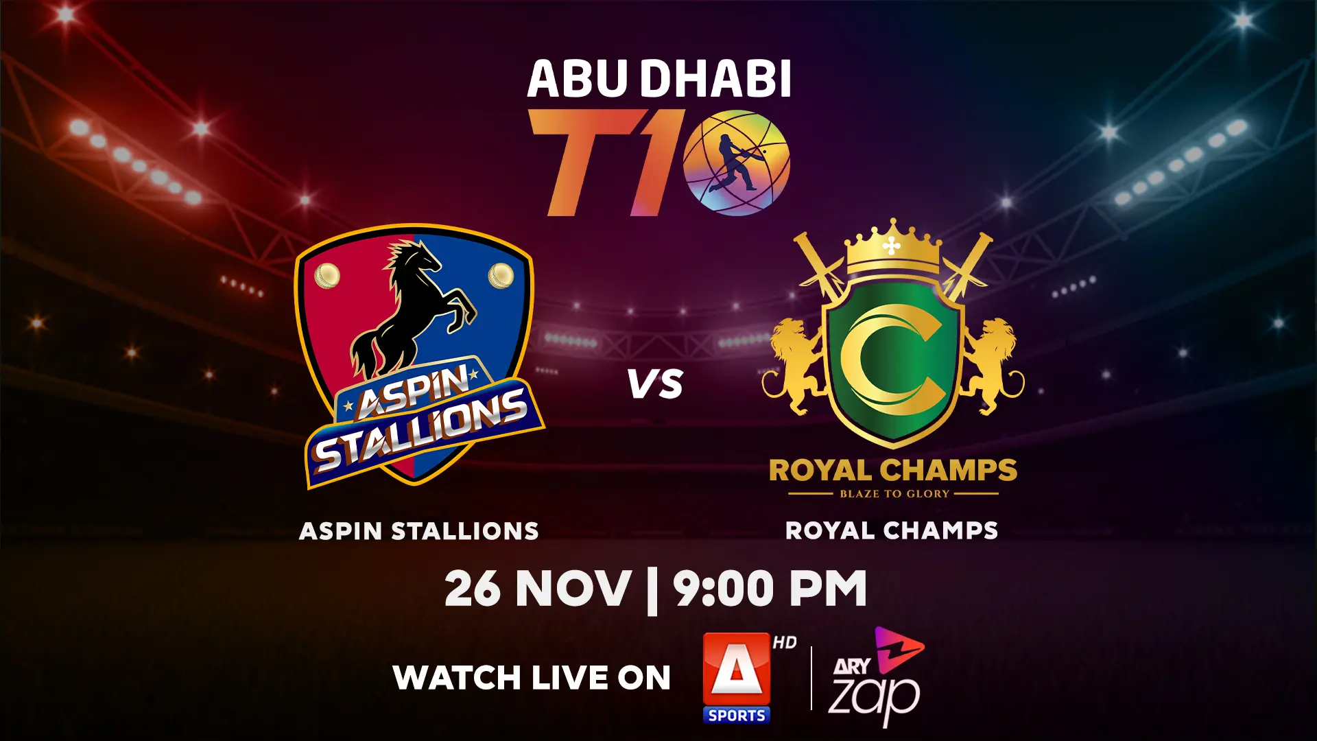 ROYAL CHAMPS vs ASPIN STALLIONS- 2025 ABU DHABI T10 TOURNAMENT - Official Trailer