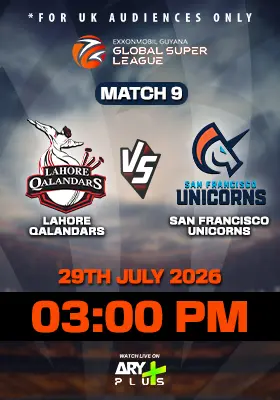 LAHORE QALANDARS vs SAN FRANCISCO UNICORNS - GLOBAL SUPER LEAGUE