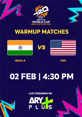 INDIA A vs USA - WARMUP MATCH - ICC Men's T20 Cricket World Cup 2026